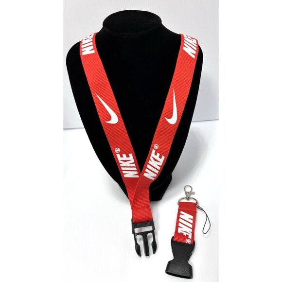 Nike Red And White Lanyard With Detachable Clasp For Keys ID Cards Brand New - Picture 2 of 6